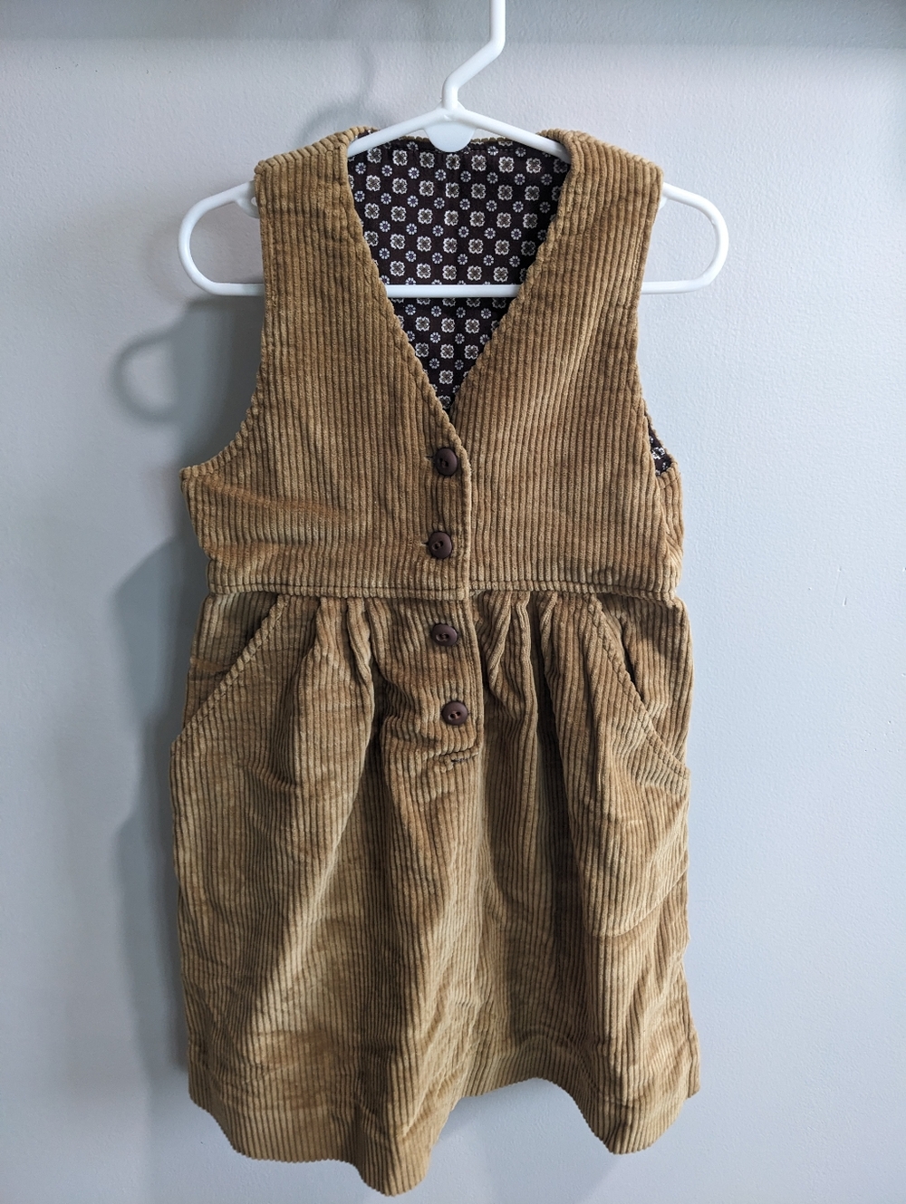 Handmade Girls 4t Camel Brown Corduroy Dress Cottagecore Country Prairie
